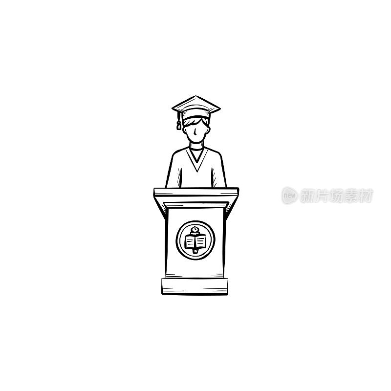 University graduation student hand drawn icon
